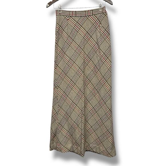 Koret Vintage Maxi Skirt Flare Plaid Wool Blend Academia Old Money Regency 26" - Picture 7 of 16